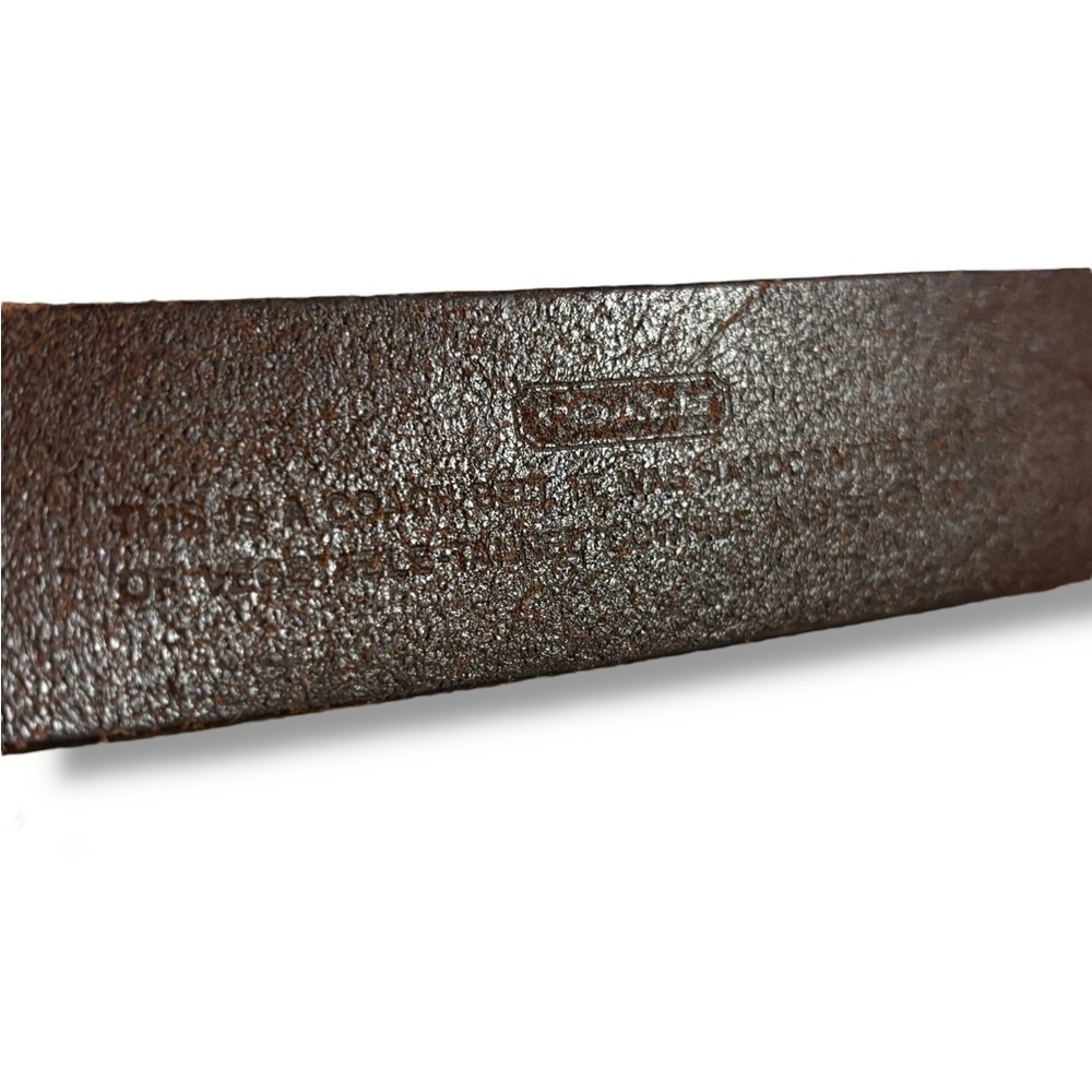 COACH Dark Brown Leather Belt Square Solid Brass Buckle Size 42” VINTAGE - Picture 4 of 7